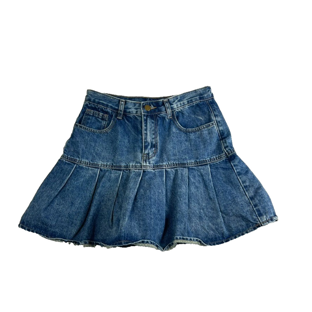Women's Pleated Mini Skirt Size Medium Grungecore FairyCore School Blue